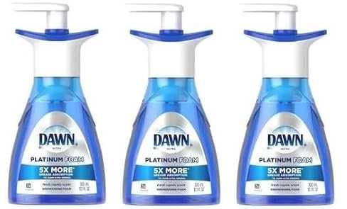 Dawn Lot de 3 pompes en mousse platine pour lave-vaisselle Parfum frais 10,1 ml 190 pompes (30,3 Fl Oz 570 pompes au total)