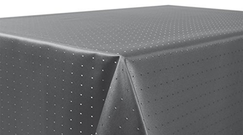 BEAUTEX Tischdecke Damast Punkte - Bügelfreies Tischtuch - Fleckabweisende, Pflegeleichte Tischwäsche - Tafeltuch, Eckig 130x340 cm, Grau