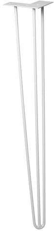 WAGNER Möbelbein/Tischbein/Möbelfuß - Hairpin Leg - Retro Style - Stahl pulverbeschichtet hellgrau, 12 x 12 x 71 cm, Bein konisch/schräg verlaufend, integrierte Anschraubplatte - 12827601