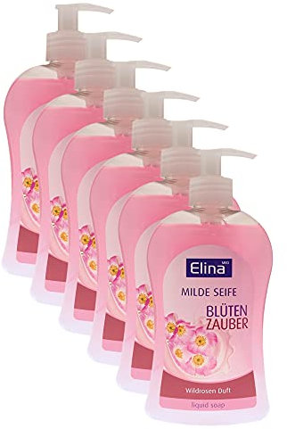 6 x Elina med - Seife/Flüssigseife - Blüten Zauber - Mit Wildrosen Duft (6 x 500 ml)