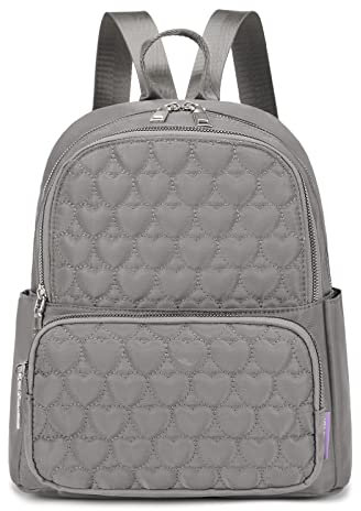 Travistar Rucksack Damen Elegant Klein Rucksacktasche Modern Damenrucksack Wasserdicht Ctyrucksack Kleiner Schultertasche Nylon Tagesrucksack Reiserucksack für Reisen Arbeit Freizeit Grau