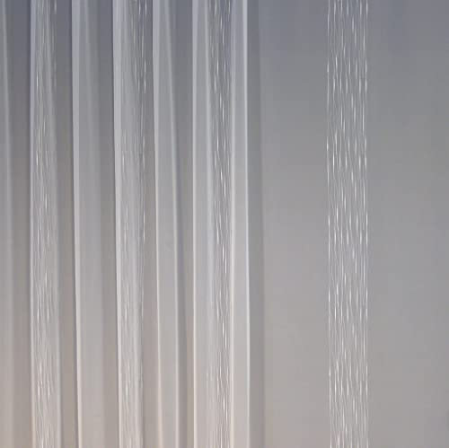 EASYHomefashion Hochwertige Fertiggardine Voile Store Deko Schal mit Stickerei Faltenband Bleiband Bergamo 160 x 450 cm (HöhexBreite)