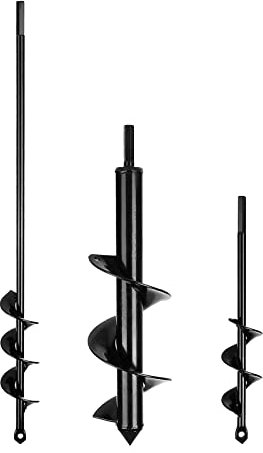 AYYDS Gartenbohrer Erdbohrer für Bohrmaschine, mit Gartenhandschuhe, Garten Schnecken Spiralbohrer Schnurlos Handbohrer, Pflanzbohrer für Akkuschrauber (8x30cm + 4x30cm + 4x22cm)