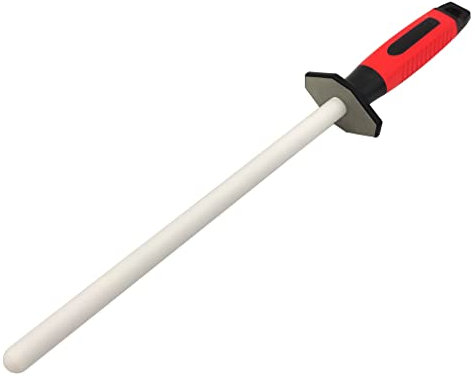 10 inch Professional Chef Knife Sharpening White Ceramic Rod Stick Bar 2 in 1 Diamond Grit 400 Ceramic Grit 1000 Kitchen Knife Knives Sharpener Coarse & Fine Honing Sharpening Steel Tools