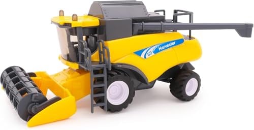 Toyland® 26cm (10”) 1:32 Scale Yellow Toy Combine Harvester - Friction-Powered Farm Vehicle With Moving Parts - Kids Interactive Play - 3+ Years