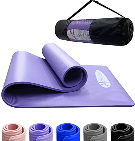 ACTIVE FOREVER 10mm Extra Dicke Yoga Matte, NBR Schaum Yoga Matten für Frauen Männer, große und rutschfeste Übungsmatte mit freier Reise Tragetasche für Yoga Pilates HIT Home Workouts Gym (Lila)