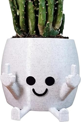 RJW Design Store Middle Finger Planter Pot, Adult Plant Pot, Marble Pot, Desk Storage (Small)