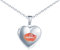 MICMIF Ein Kuss der Liebe Halskette Herz Medaillon mit Rote Lippen Muster Edelstahl Foto Medaillon zum öffnen Bilder Herz Anhänger Damen Kette 50cm Geschenk für Freundin Frau Mutter