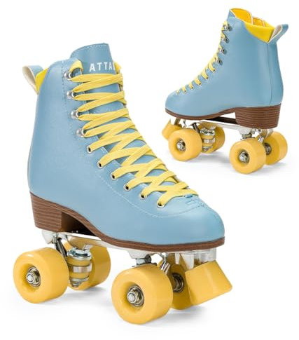 ATTABO Rollschuhe Mädchen Cascada Größe 37 EU Ökoleder Obermaterial Belüftung Aluminium Kufe 82A Räder Roller Skates mit Zehenschutz und Sicheres Bremsen