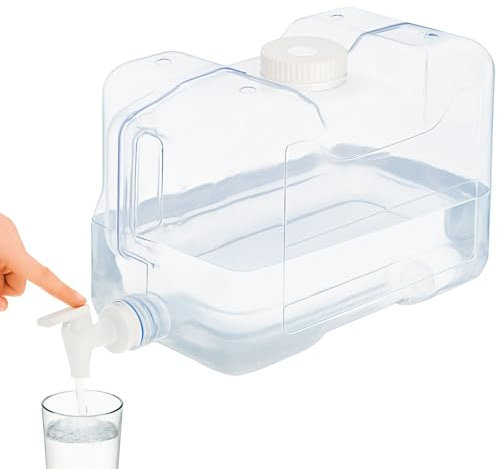 Dispensador de Agua para Nevera con Grifo y Asa, Garrafa de Plástico Transparente Reutilizable para Bebidas Frías, Dispensador Portátil Resistente y Libre de BPA, Capacidad de 5.7 litros