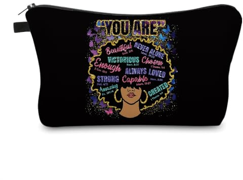 African American Makeup Bag for Purse Afro Black Cosmetic Bags for Women Inspirational Gift Small Funny Cosmetics Pouch Travel Bag Cases for Toiletries Accessories Organizer, Afro -72463, Toiletry Bag