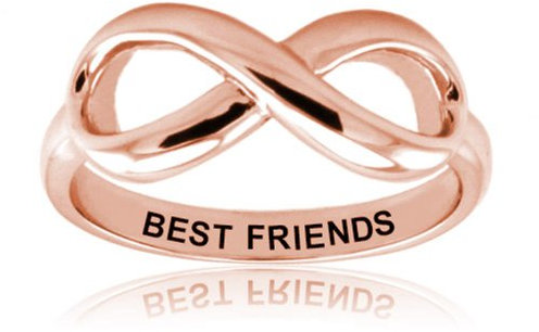 Argento sterling Oro Rosa Plated Best Friends Infinito Anello, Misura 21