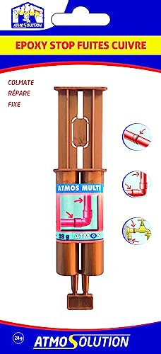Atmos 1122 Soudure A Froid ÉPOXY Stop FUITES CUIVRE-28 GR-ATMOSMULTI, Cuivré/translucide