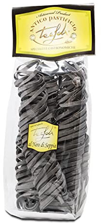 Tealdi Tagliatelle al Nero di Seppia, Schwarze Nudeln mit 2% Tintenfischtinte, Pasta Sepiatinte, italienische Pasta, 250 g