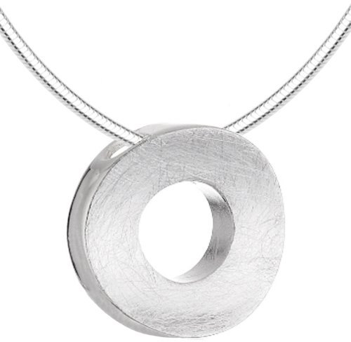 Vinani Anhänger Kreis gebürstet rund mit Schlangenkette 45 cm Sterling Silber 925 Kette Italien ACL45