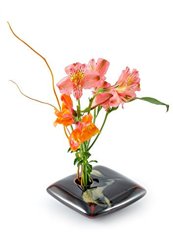 Georgetown Pottery Ikebana Blumenvase, quadratisch, Schwarz