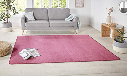 Hanse Home Nasty Läufer – Flauschiger Kurzflor Teppich Einfarbig Unifarben für Esszimmer, Wohnzimmer, Kinderzimmer, Flur, Schlafzimmer, Küche – Uni Rosa, Pink, 80x150cm