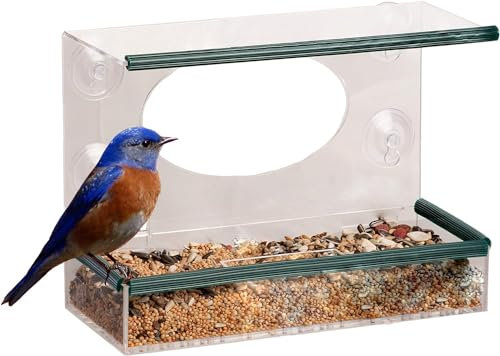 Garden Mile Clear Perspex Window Bird Feeders | Hanging Strong Suction Cup Feeder for Small Birds with Easy Refill & Clean Design | Bird Watching, Wild Birds, Seed, Suet, Mealworms, | Windowsill Seed