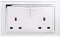 Retrotouch Crystal 13A 2-Gang DP Switched Plug Socket White Glass with Chrome Trim, w8 x h86 x d146 mm