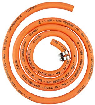 8mm Orange Gas Pipe for Propane/Butane, Stamped with Manufacture Date + Clips (3m)