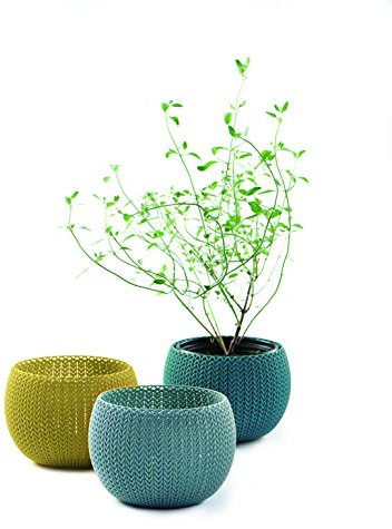 Keter Knit Cozies Indoor/Outdoor Garden Plant Pots Planters - Multi-Colour, Set of 3