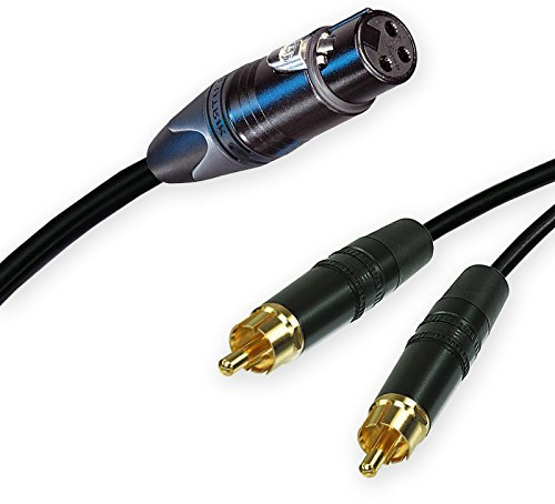 Neutrik Female XLR Split to 2 Dual RCA Phono Cable. Splitter Duplicator Lead 1m+ (75cm, Black)