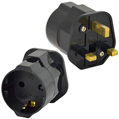 Prise Adaptateur universel de voyage Sécurité mâle adaptateur de prise UK, Voyage Adaptateur de prise terre, avec baguettes, fiche Schuko Allemand vers Angleterre en laiton 10 A 250 V