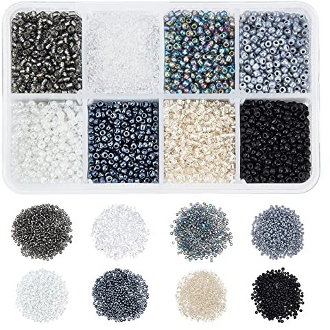 NBEADS 1, 12500pcs 12/0, Ceylon-Glas, Runde Perlen, lose Perlen für Schmuckherstellung, grau