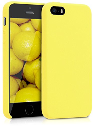 kwmobile Case Compatible with Apple iPhone SE (1.Gen 2016) / iPhone 5 / iPhone 5S Case - TPU Silicone Phone Cover with Soft Finish - Neon Yellow