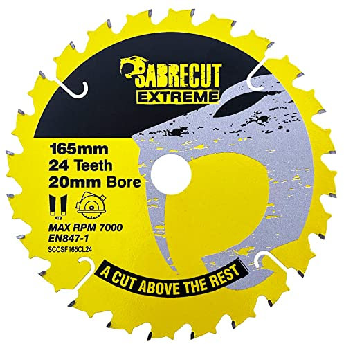 1 x SCCSF165CL24 SabreCut 165mm 24T x 20mm Bore Cordless Circular Saw Blade
