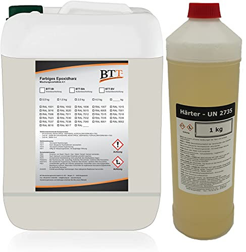 BTT-BA Epoxidharz Bodenbeschichtung RAL 9002 für 50m² Außen Fliesenlack Betonfarbe Estrichfarbe Balkonfarbe Betonplattenfarbe Terrassenfarbe Gehwegfarbe Gießharz Epoxy