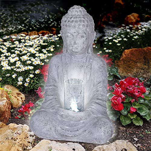 AMUR Gartenbrunnen Zen Brunnen Zierbrunnen Zimmerbrunnen Springbrunnen 230V Wasserfall Wasserspiel für Garten, Gartenteich, Terrasse, Balkon Sehr Dekorativ Zhen Lebens LICHT mit LED Licht