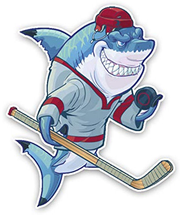 SUIFENG Aufkleber 13.2 X 16Cm Mode Schöne Eishockey Cartoon Haie Farbige PVC Auto Aufkleber Dekoration