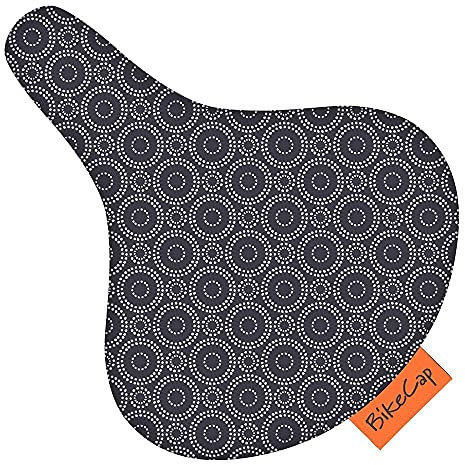 BikeCap - Fahrrad-Bezug Sattelüberzug Regenschutz Fahrradsattel-Bezug Sattelbezüge Seat-Cover Fahrrad-Sitzbezug (Grey Circles)