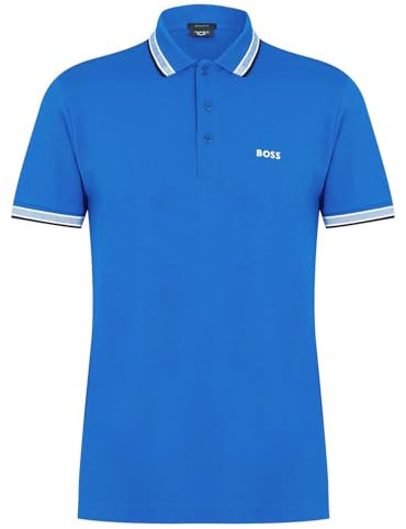 BOSS Men's Paddy Curved Polo Shirt, Medium Blue420, XXXL