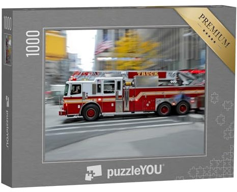 puzzleYOU: Puzzle 1000 Teile „Feuerwehrauto auf schnellstem Weg zum Einsatzort“ – aus der Puzzle-Kollektion Feuerwehr