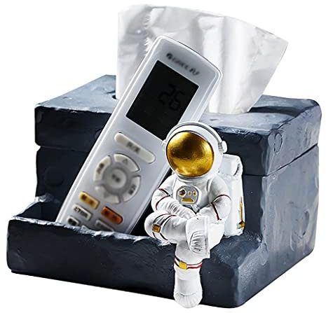MESURG Tissue-Kasten-Papierhalter Astronauten-Desktop-Caddy-Schüssel, Multifunktionsharz-Gesichts-Tissue-Papier-Dispenser-Fernbedienung Brille-Stifte Aufbewahrungsbox, Napin-Organizer (Color : Gray)