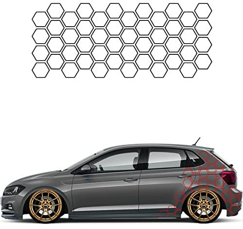 1A Style Sticker Auto Waben Offen Aufkleber Autodekor Tuning KFZ Seitenaufkleber Hexagon Wohnwagen Premium Folie (Matt Rot)