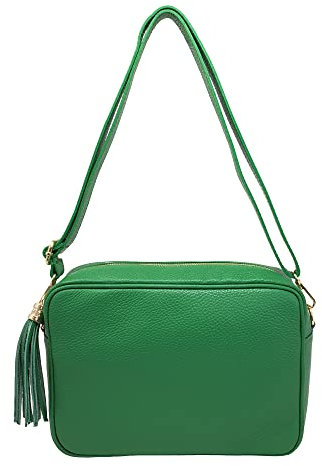 Chicca Borse Tracolla Donna Borsa in Pelle Italiana Borsetta a Spalla (Verde)