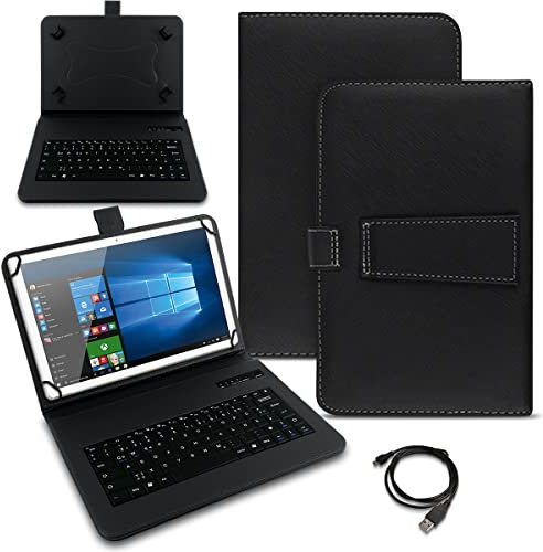 Schutzhülle QWERTZ Bluetooth Tastatur kompatibel für Amazon Fire HD 10 /Plus 2021 Hülle Cover Tablet Tasche 10.4 Case Keyboard kabellos Ultra deutsches Layout, Farben:Schwarz