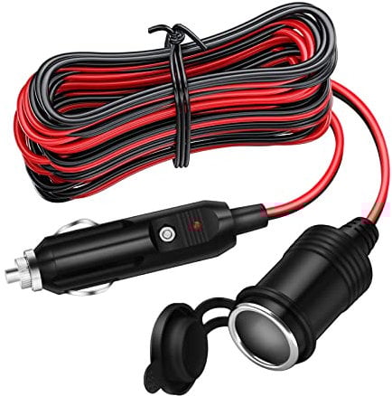 4M Verlängerungskabel 12V, zigarettenanzünder verlängerung mit Stecker und Buchse, 16AWG Kabel mit 15A Sicherung für 12V/24V Strom Camping Kühlbox auto
