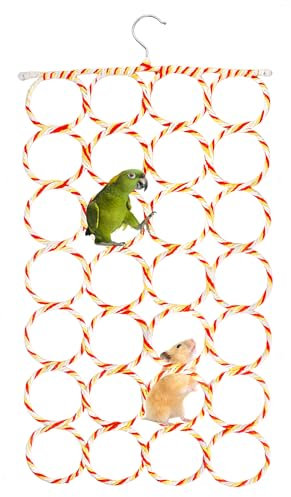 QWORK® Rat Hamster Climbing Net Parrot Budgie Standing Net Hanging Swing Net Rat Bird Accessories (Random Color)