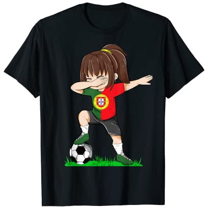 Fußball Portugal Trikot Shirt Portugiesische Flagge Fußball Mädchen T-Shirt