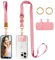 DGHYDZ Cell Phone Lanyard, Universal Crossbody Lanyards Adjustable Shoulder Neck Strap with wrist lanyard, 2 Key Rings, 2 Phone Tether Pads Compatible Most Smartphones (Pink)