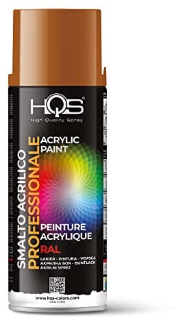 HQS Bombe de peinture acrylique, en aérosol, aux couleurs RAL, RAL 8023, marron orange