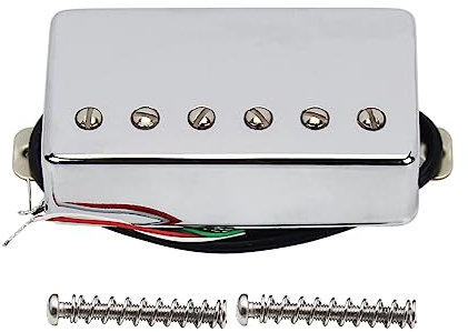 FLEOR Humbucker Double Coil Pickups High Output Bridge Pickup Ceramic Magnet 14~15k Compatible with LP Style Electric Guitar for Guitar Parts Replacement Chrome