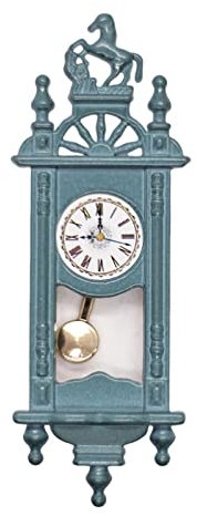 Colcolo 1/12 Puppenhaus Wanduhr Antike Uhr Spielset Modell Zarte Holzrahmen Uhr Miniatur Szene Zubehör Möbel Dekor Ornament, Blau