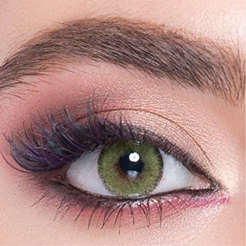 LA' BELLA farbige Kontaktlinsen DESERT (Dioptrien -0.00) – REAL SERIE, stark deckende Monatslinsen für 3 Monate, Helle Grün-Gelbe Farblinsen, perfekt für dunkle Augen