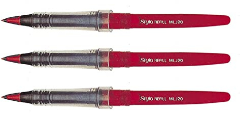 PENTEL Nachfüllpack für Füllfederhalter MLJ20, Patronen Füller, Rot, 3 Stück