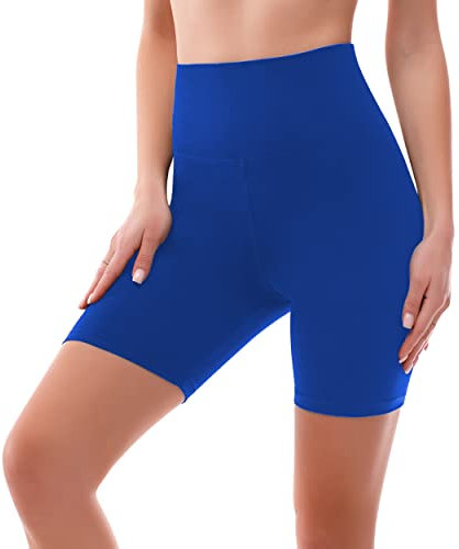 SINOPHANT Radlerhose Damen Kurz High Waist Shorts Leggings für Sommer Fitness Sport Yoga(S-M,1 Königsblau)